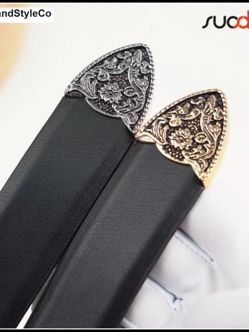 Women's Western Faux Leather Belt with Vintage Metal Buckle, Adjustable